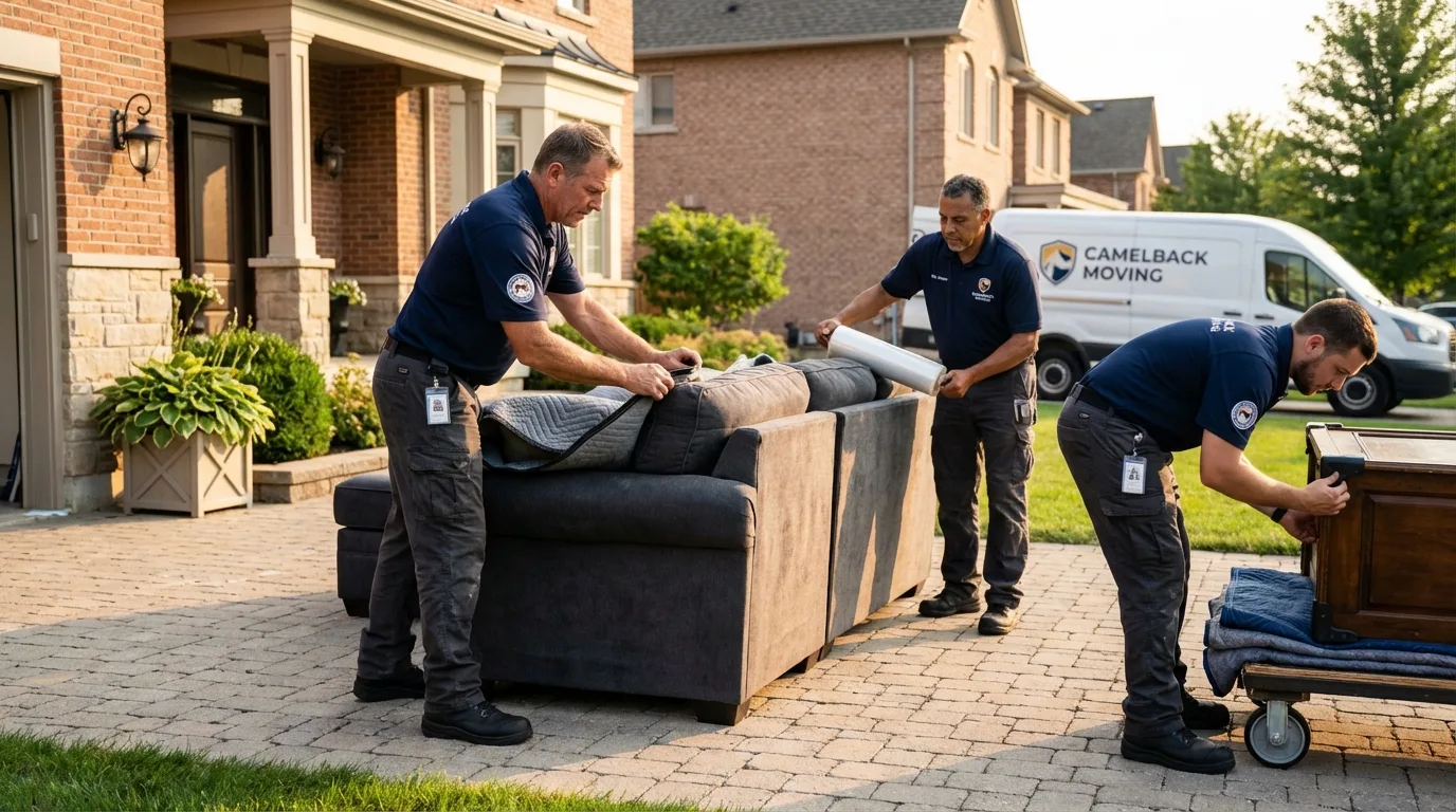Large estate moving crew wrapping furniture in Emmaus, PA